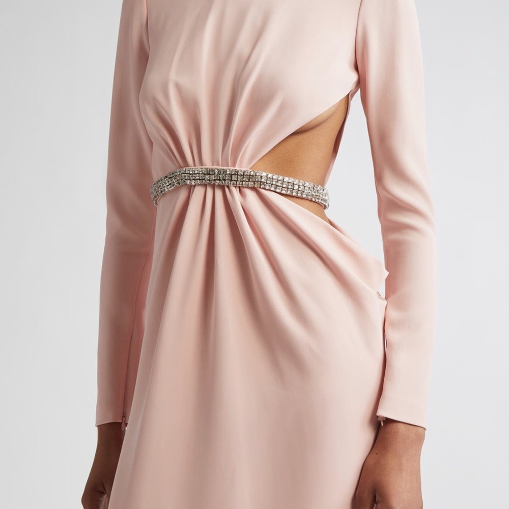 Giambattista Valli Rhinestone Side Cutout Long Sleeve Dress SZ 46 IT US 10 NWT